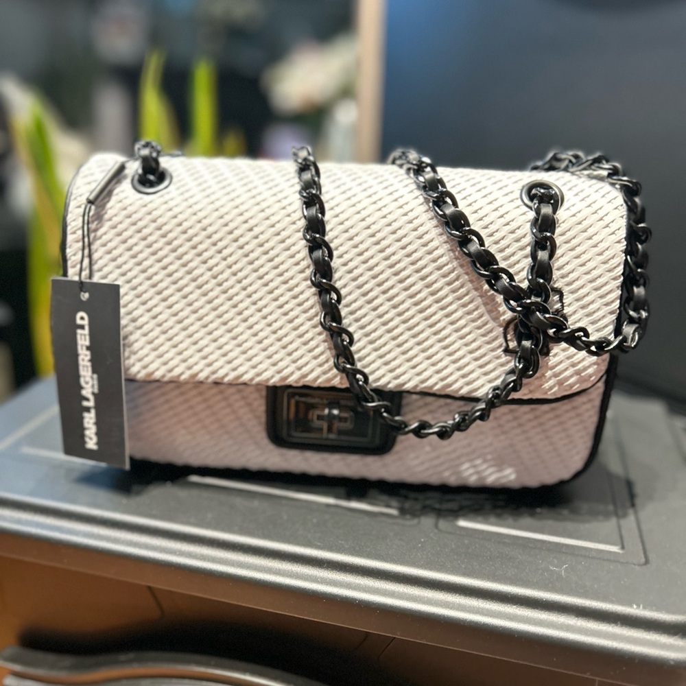 KARL LAGERFELD Agyness White & Black Shoulder Bag